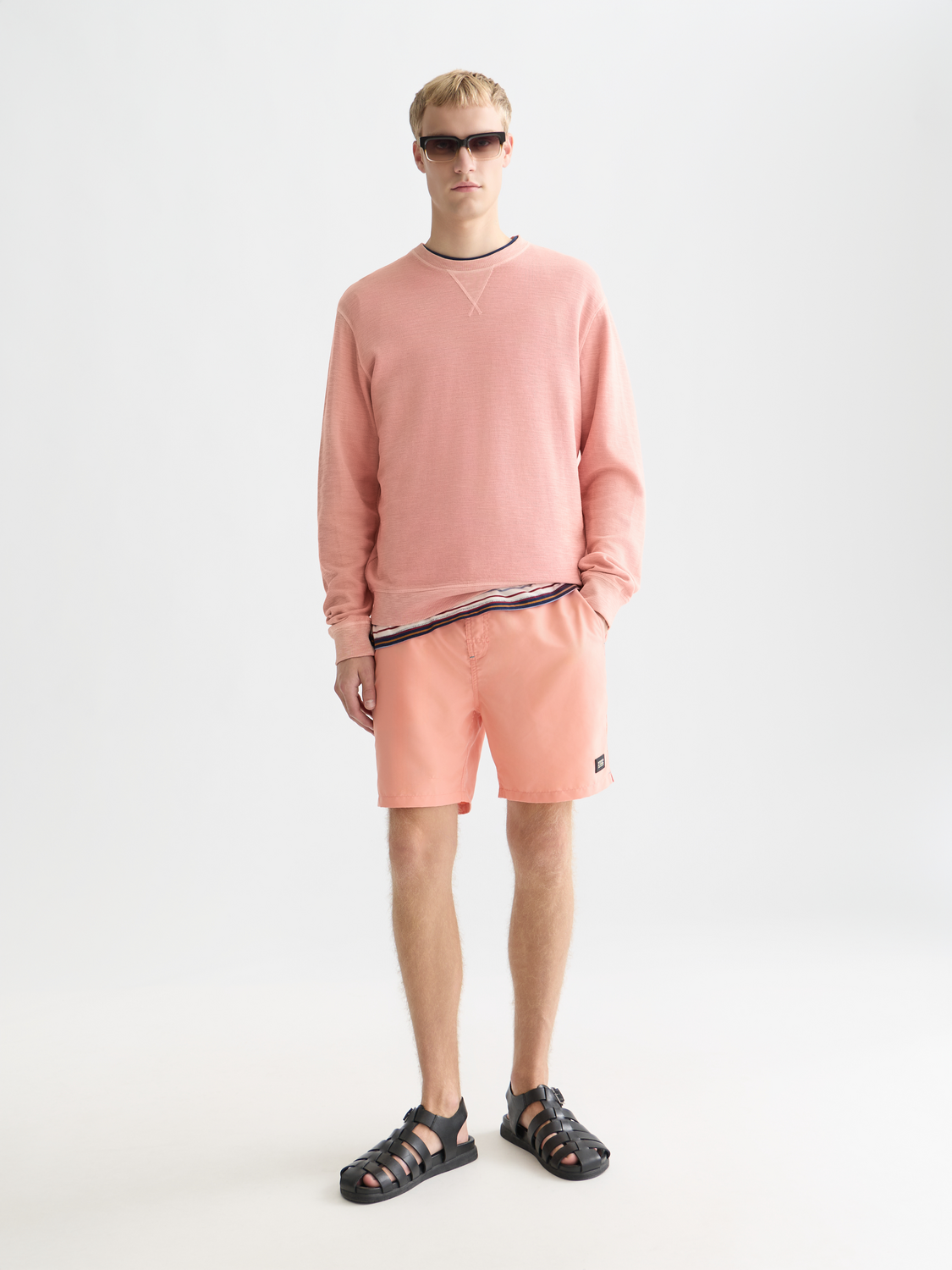 Solid midlength swim shorts