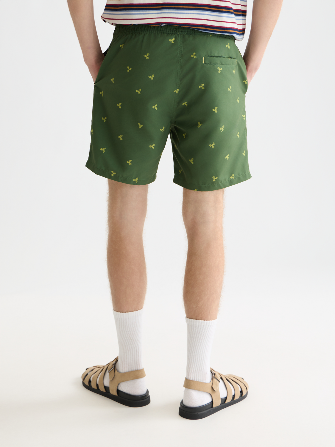 Mini print midlength swim shorts