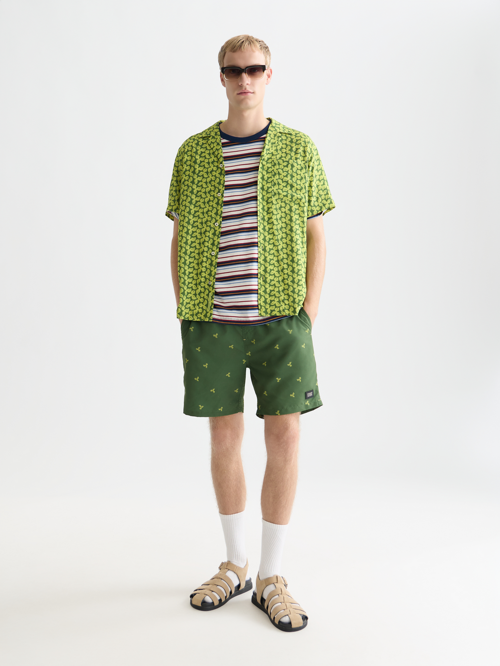 Mini print midlength swim shorts