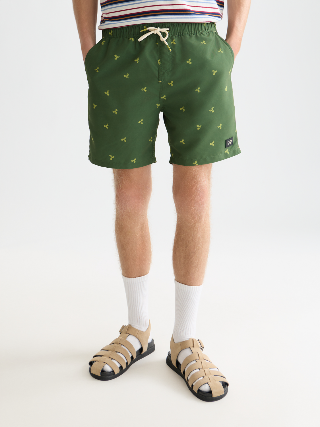 Mini print midlength swim shorts