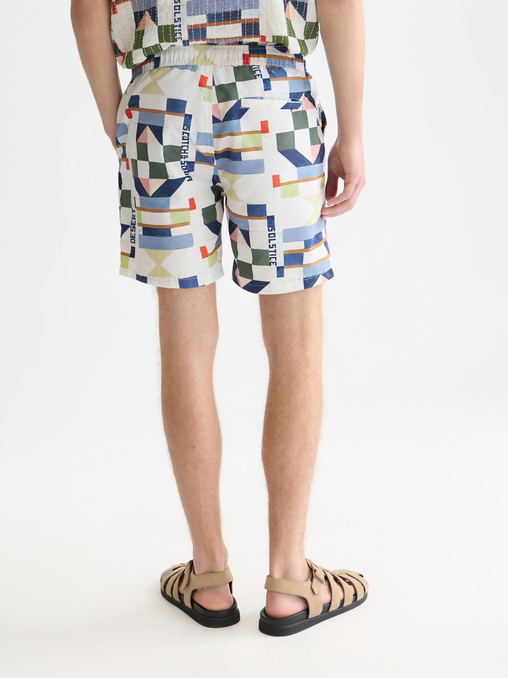 Printed mid-length swim shorts
