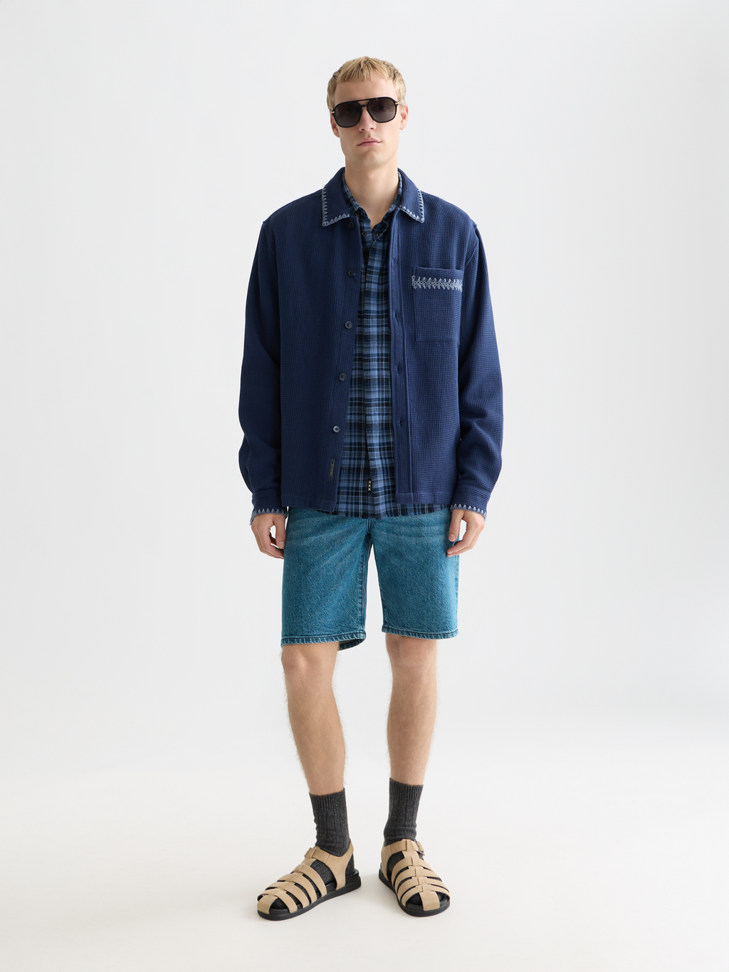 Waffle structure relaxed shirt