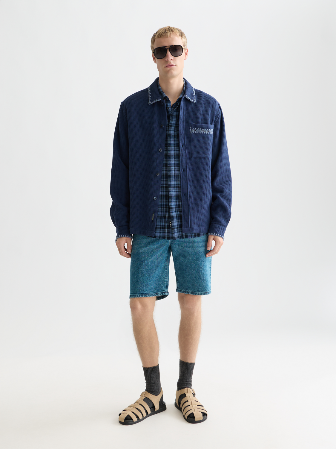 Waffle structure relaxed shirt