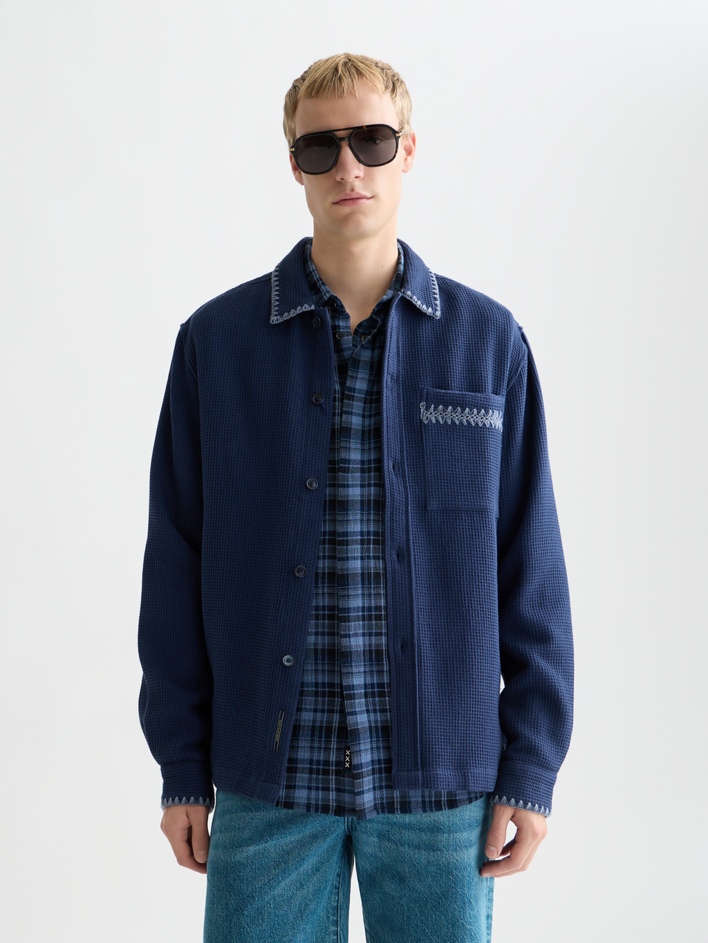 Waffle structure relaxed shirt