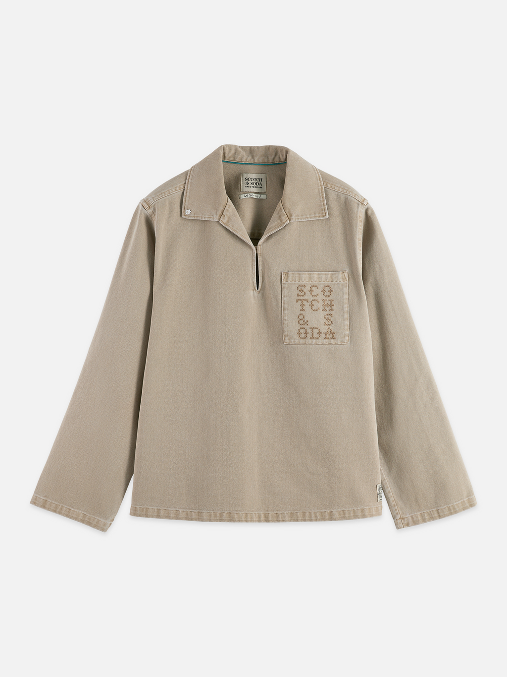 Half closure washed overshirt