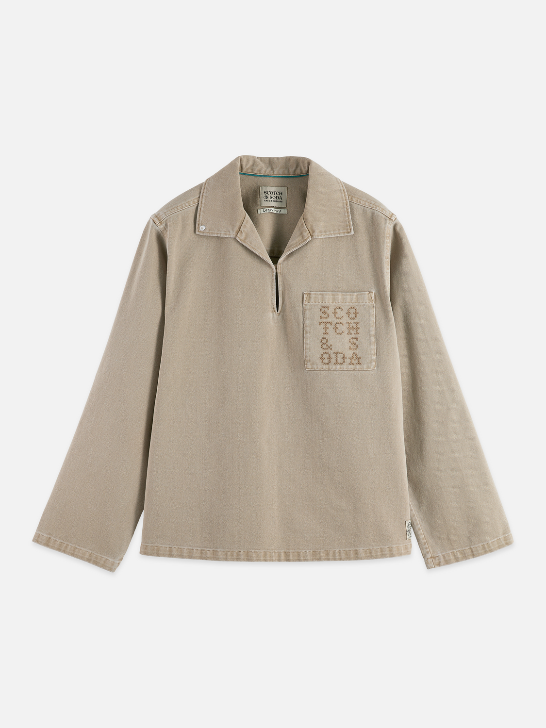 Half closure washed overshirt