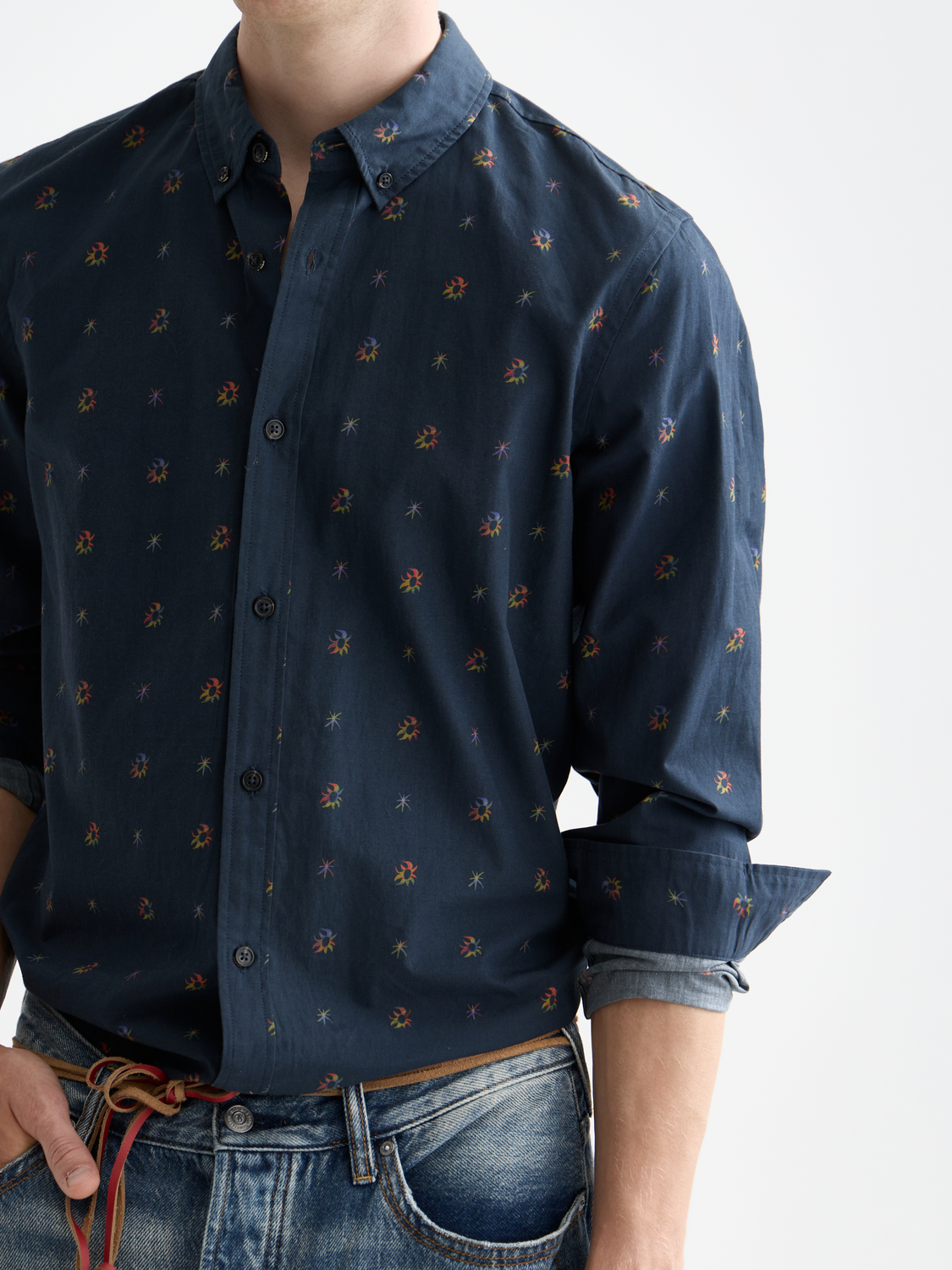 Printed cotton slim shirt