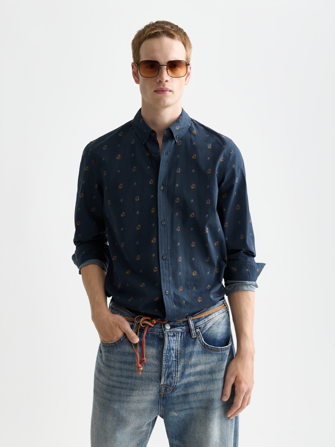 Printed cotton slim shirt
