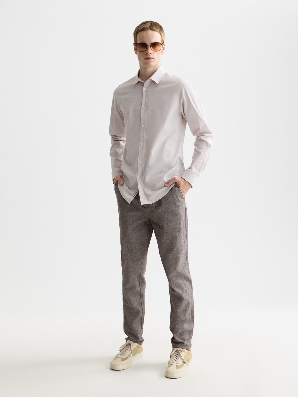 Striped slim poplin shirt