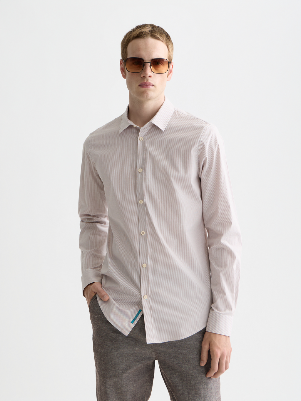 Striped slim poplin shirt