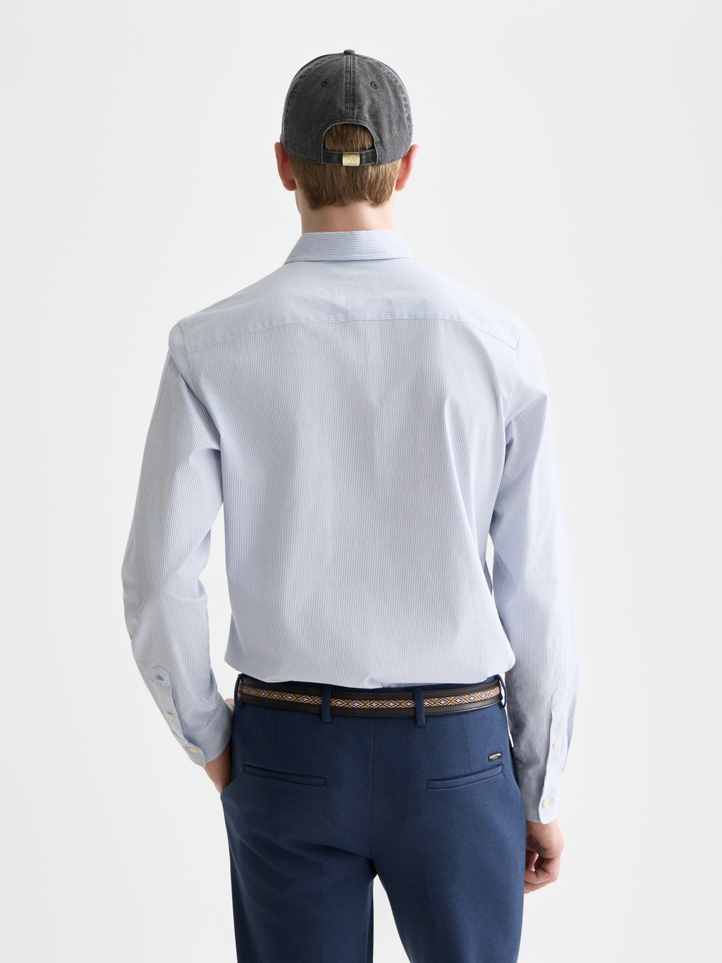 Striped slim poplin shirt