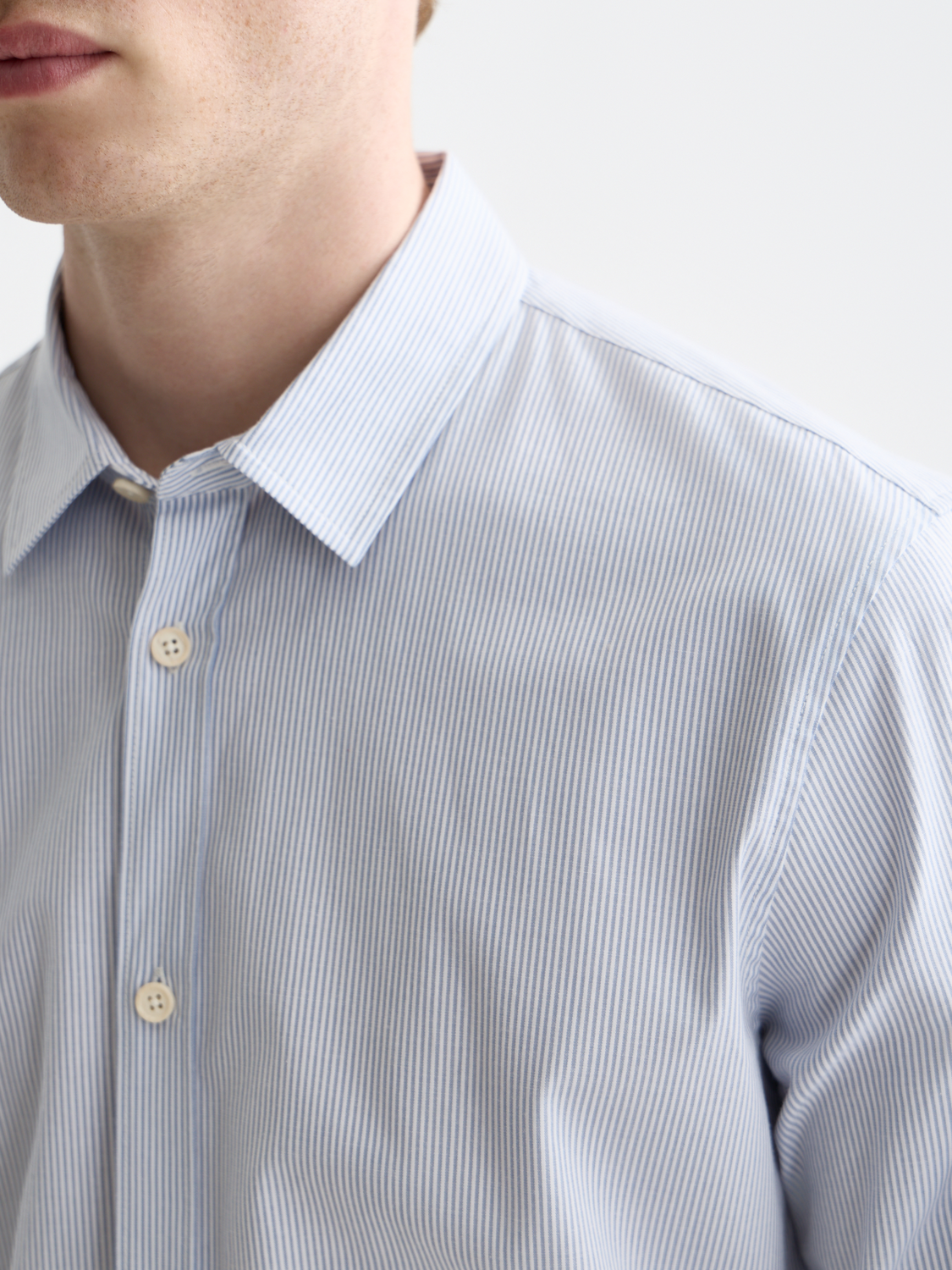 Striped slim poplin shirt