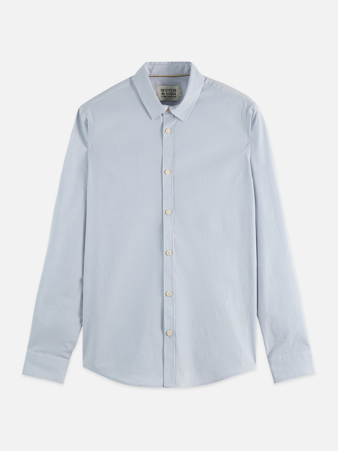 Striped slim poplin shirt