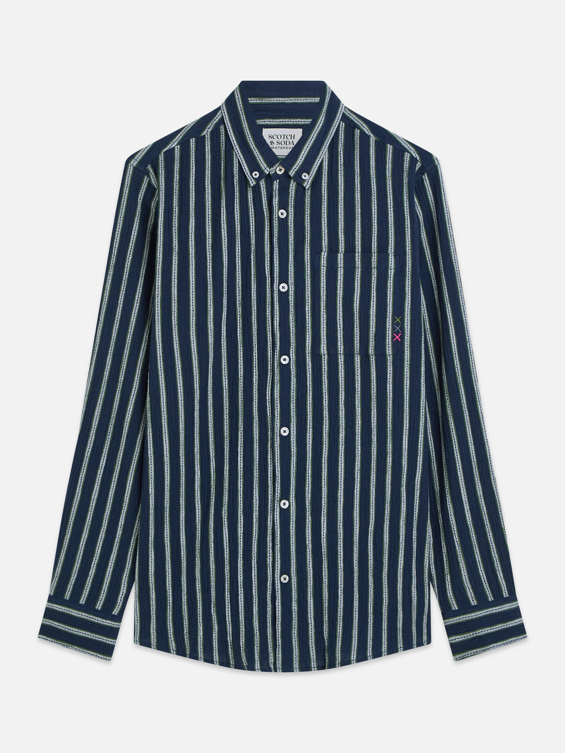 Striped crinkle structure shirt– Scotch & Soda Amsterdam