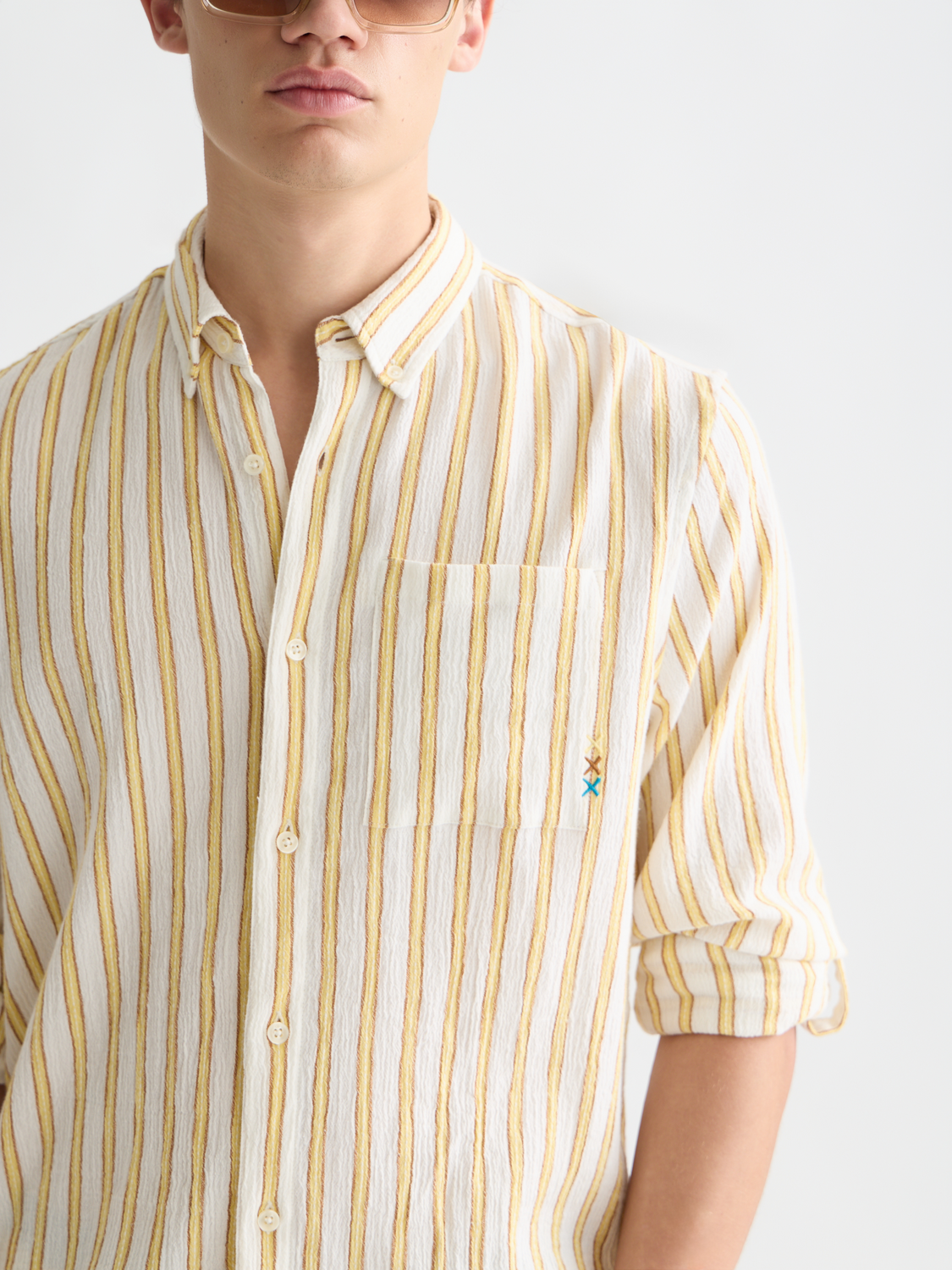 Striped crinkle shirt