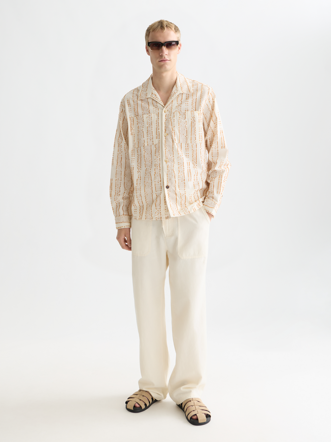 Jacquard structure relaxed shirt