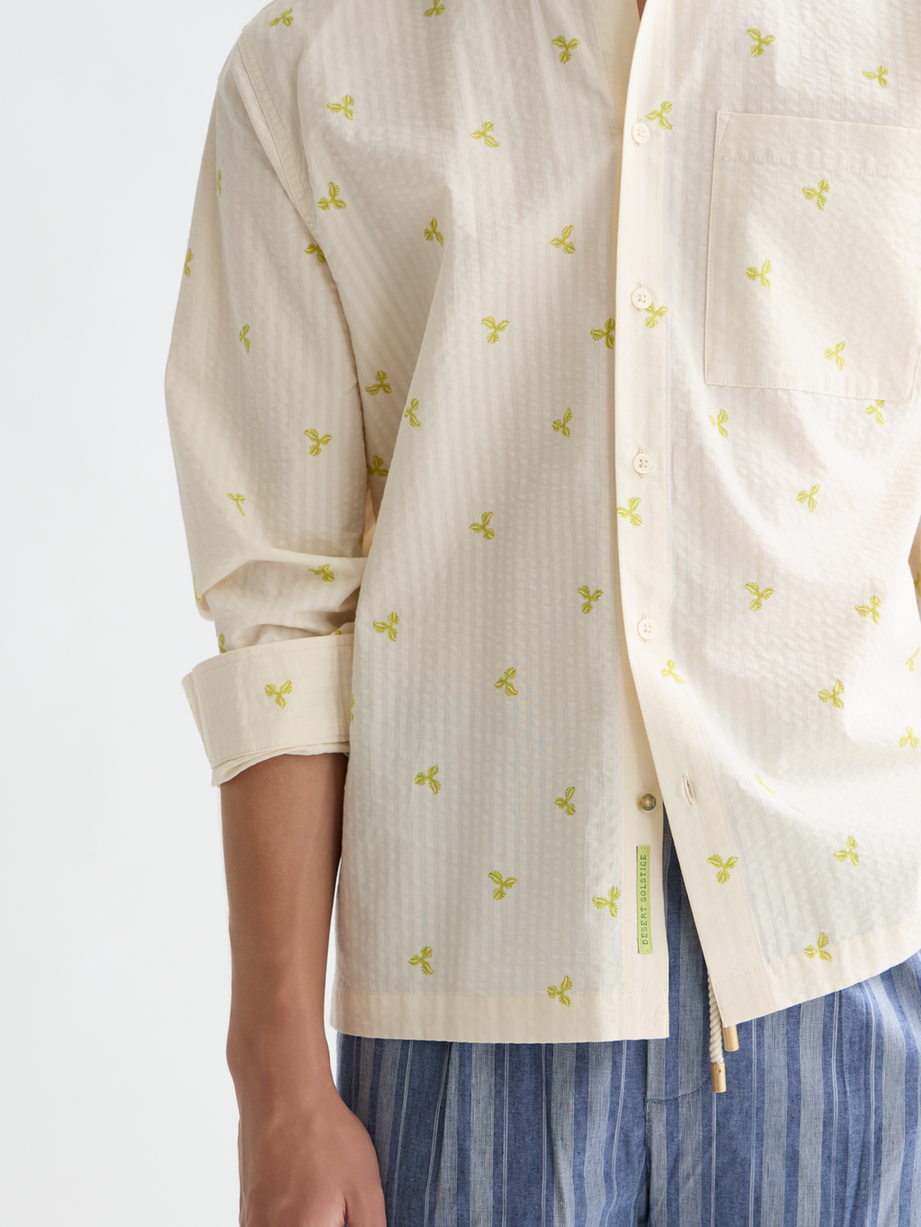 Printed seersucker relaxed shirt