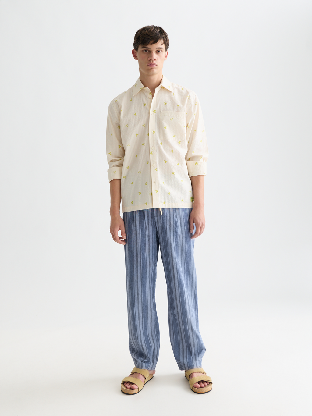 Printed seersucker relaxed shirt
