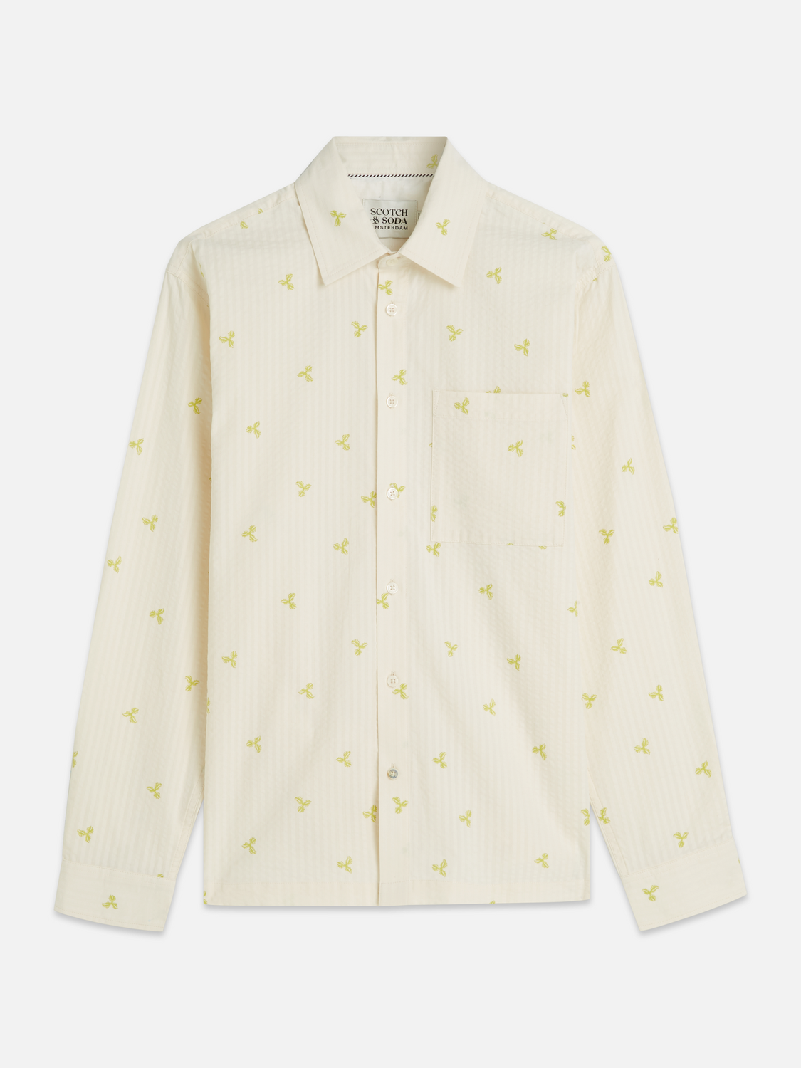 Printed seersucker relaxed shirt