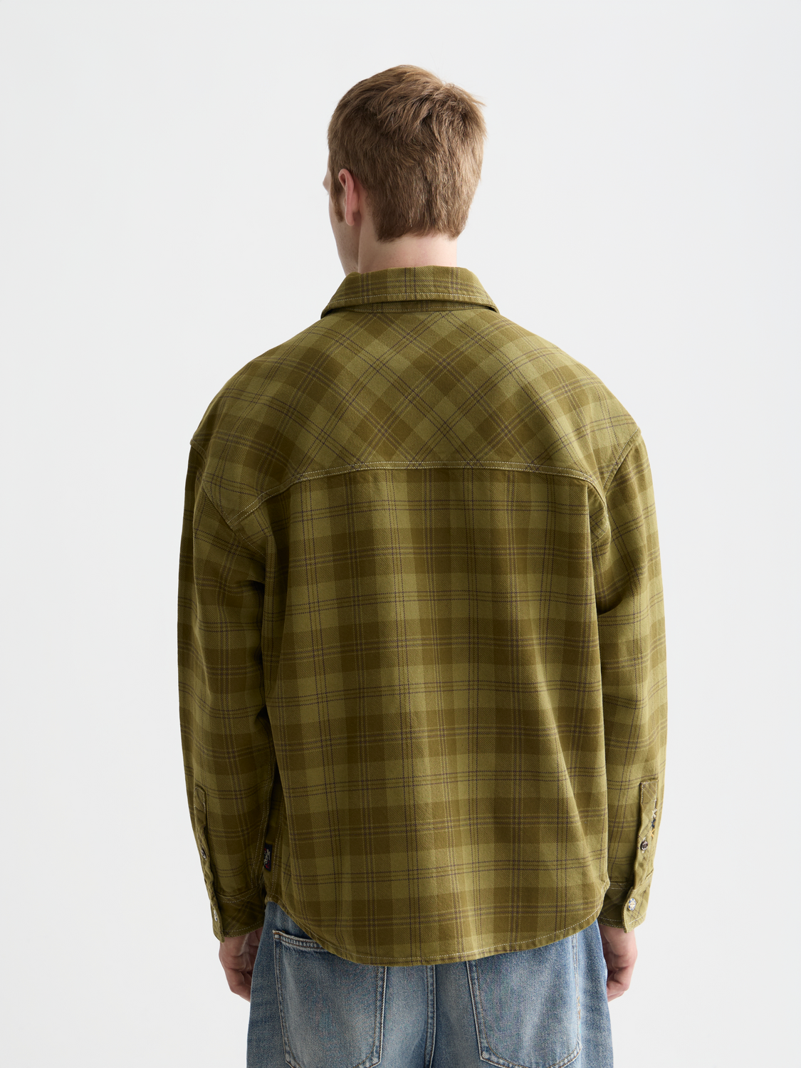 Washed denim checked overshirt