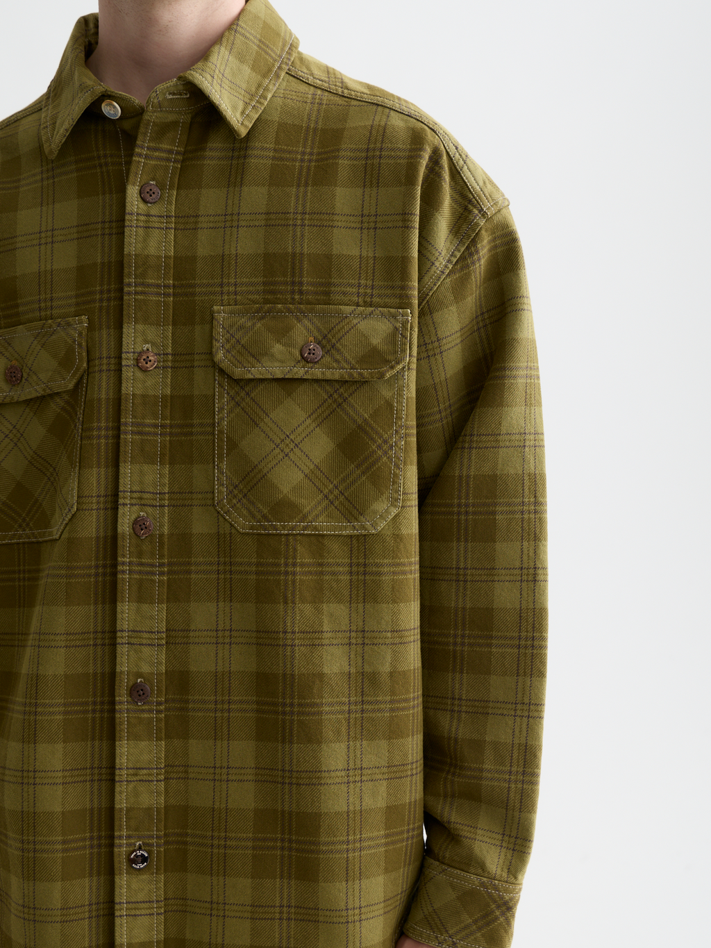 Washed denim checked overshirt
