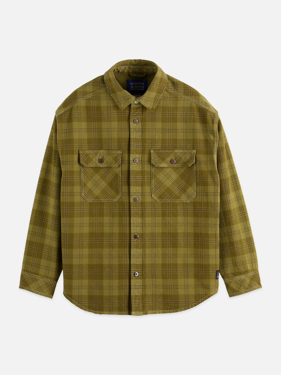 Washed denim checked overshirt