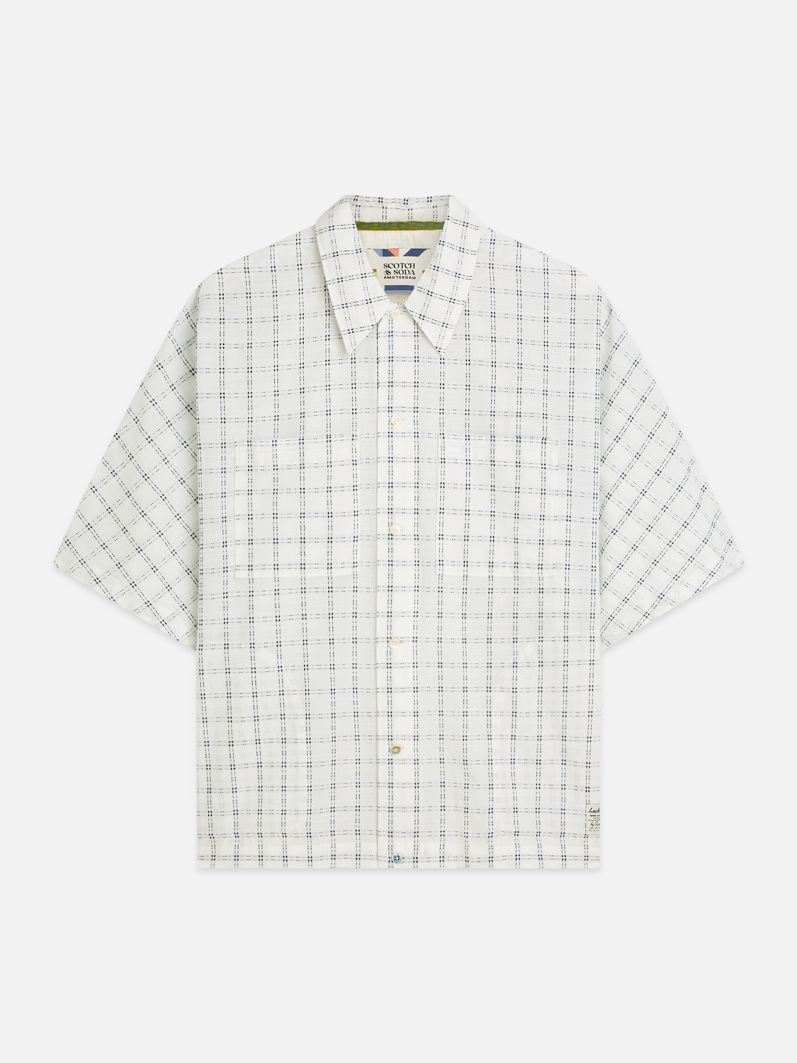 Check loose short sleeve shirt