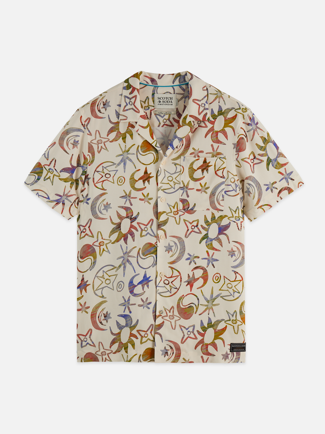 Printed viscose short-sleeve shirt