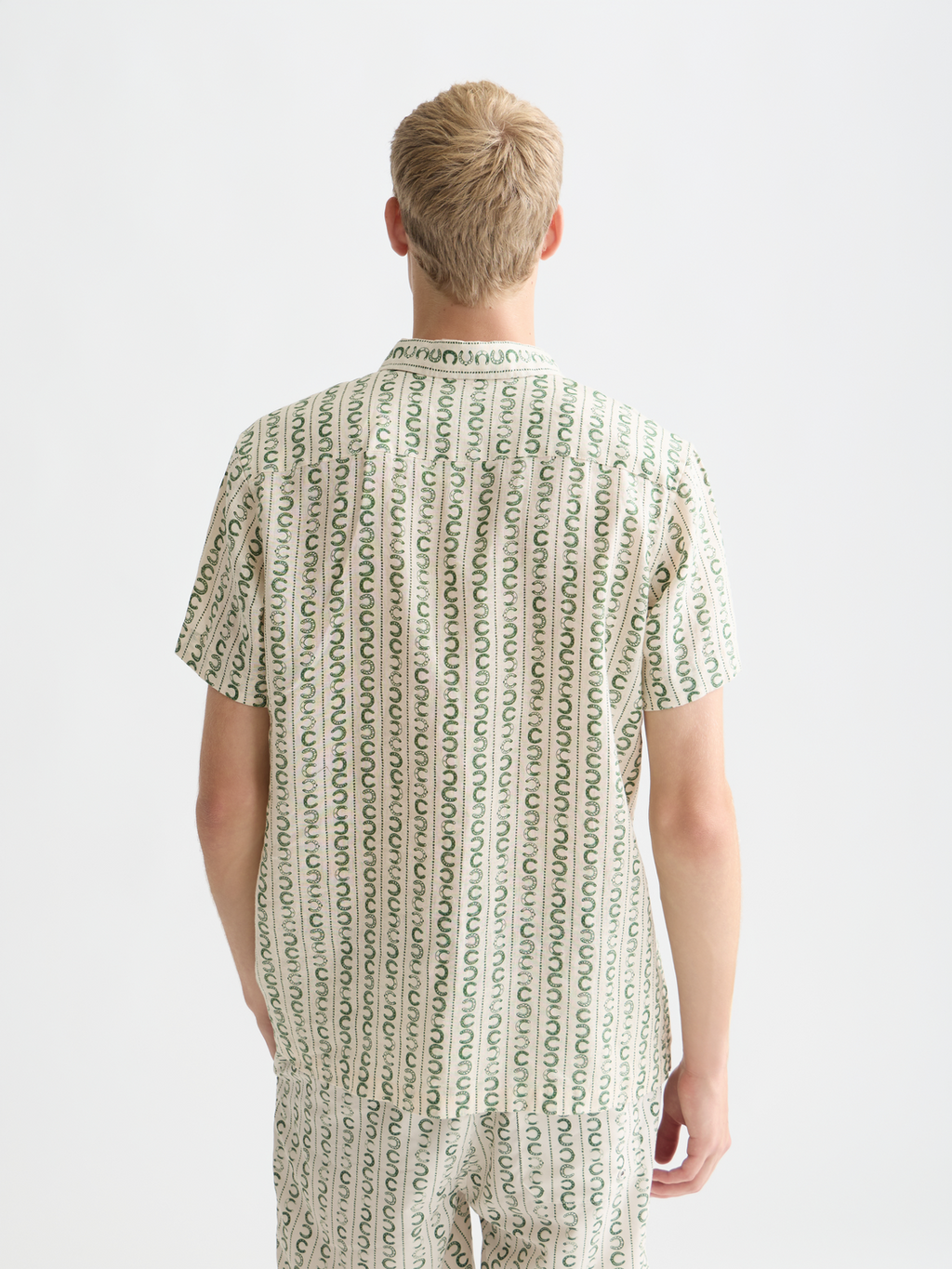 Printed linen short sleeve shirt