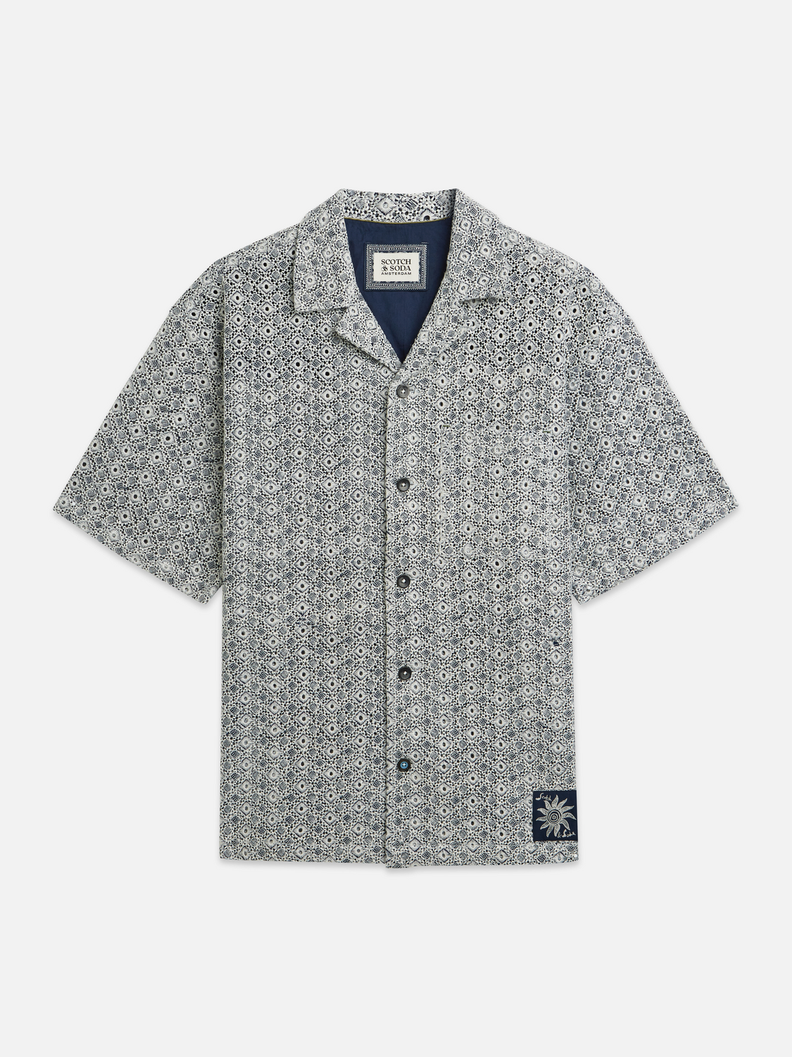 Embroidered relaxed short sleeve shirt