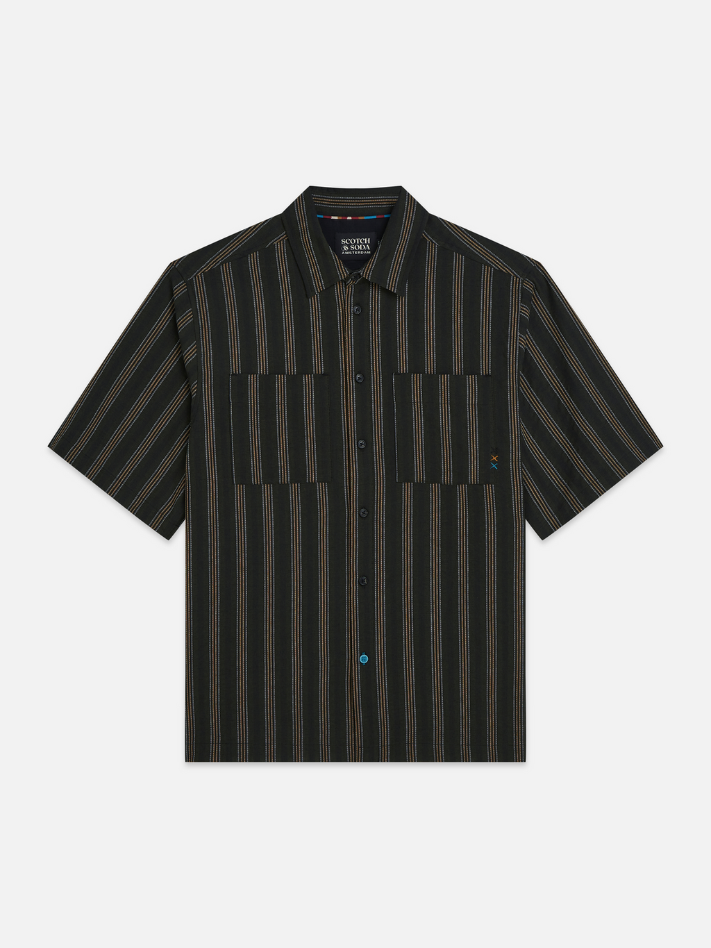 Structured stripe relaxedfit shortsleeved shirt