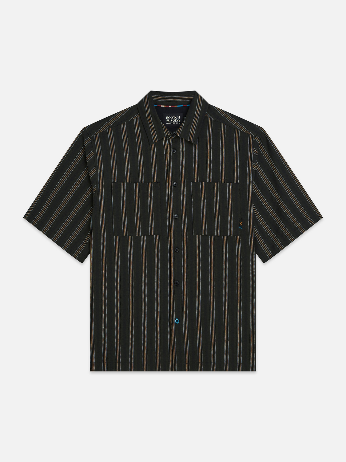 Structured stripe relaxedfit shortsleeved shirt