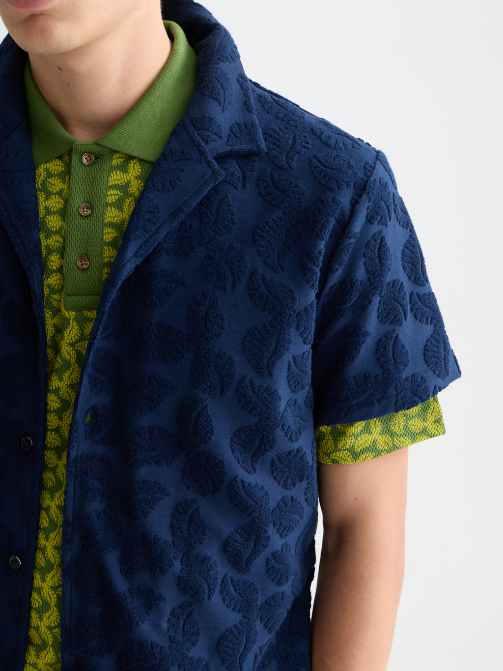 Terry jacquard short sleeve shirt