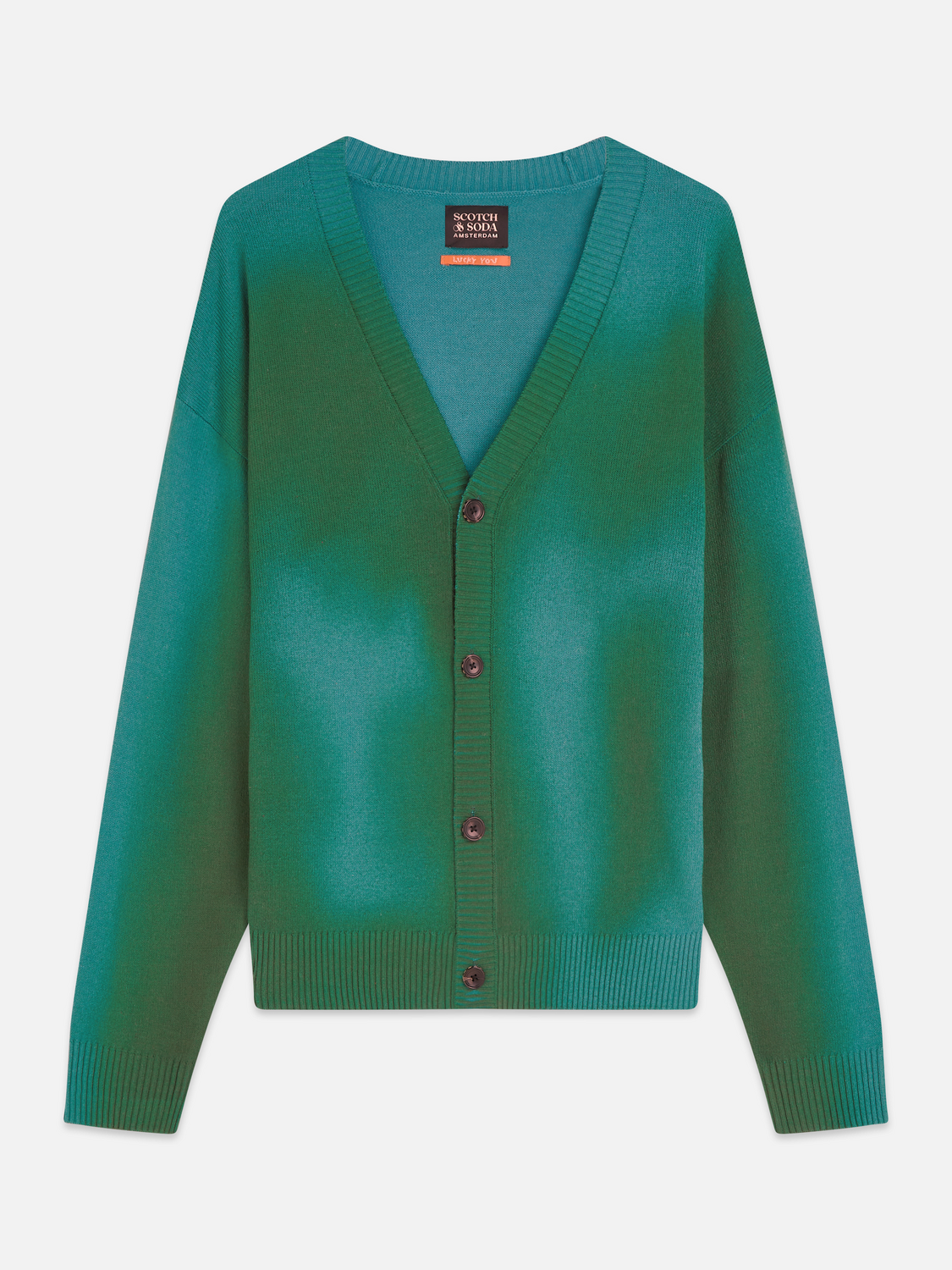 Printed two-tone relaxed cardigan