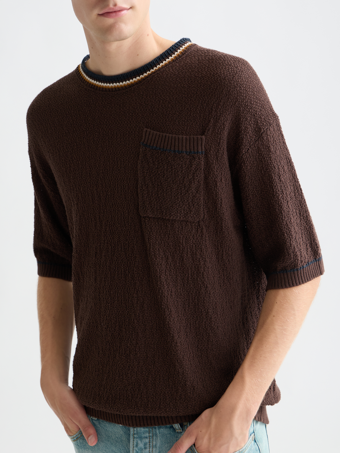 Knitted cotton relaxed T-shirt