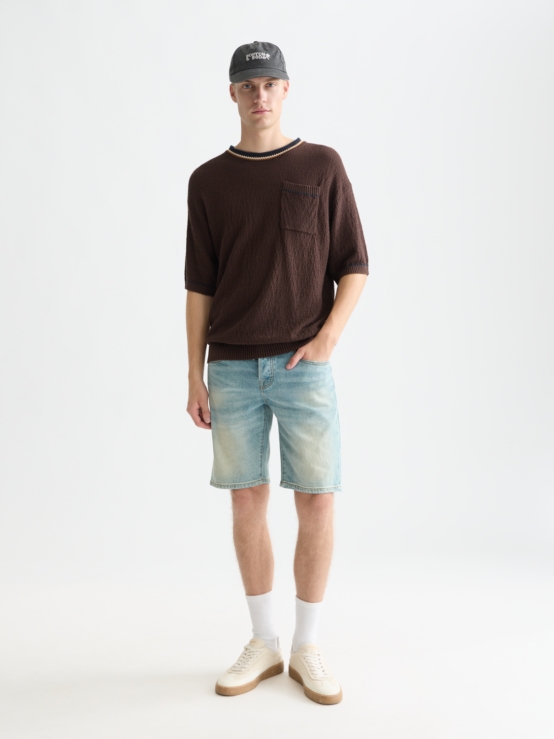 Knitted cotton relaxed T-shirt