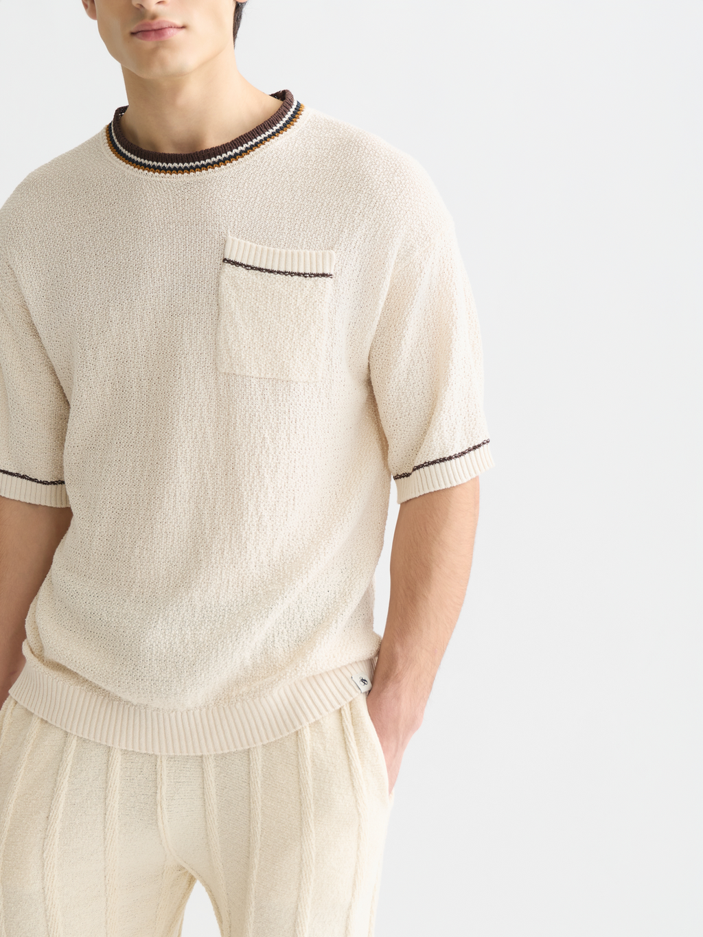 Knitted cotton relaxed T-shirt