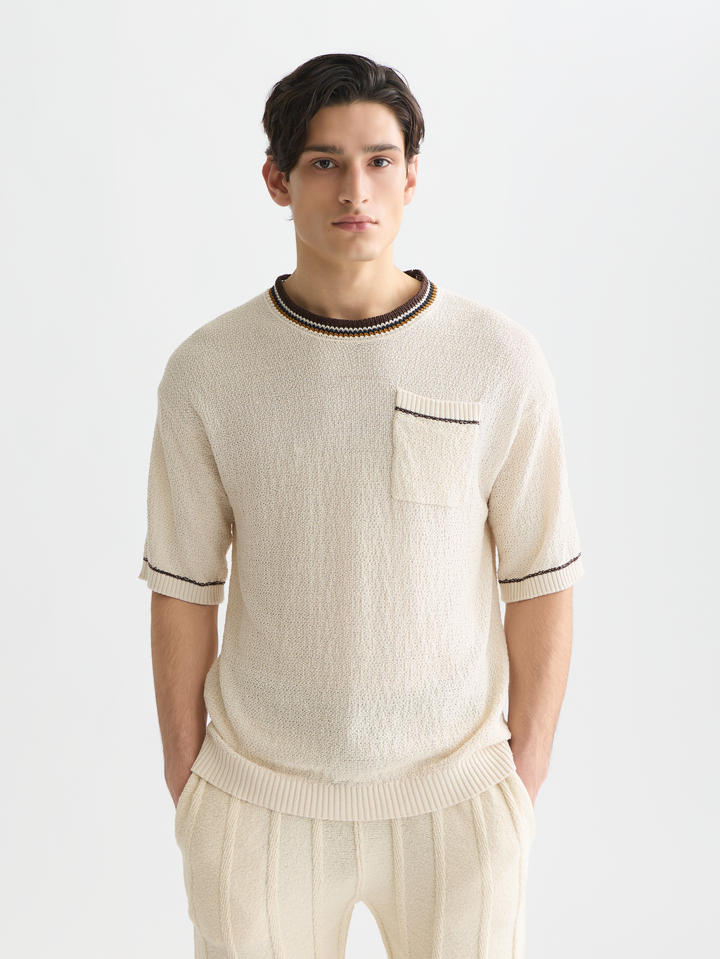 Knitted cotton relaxed T-shirt