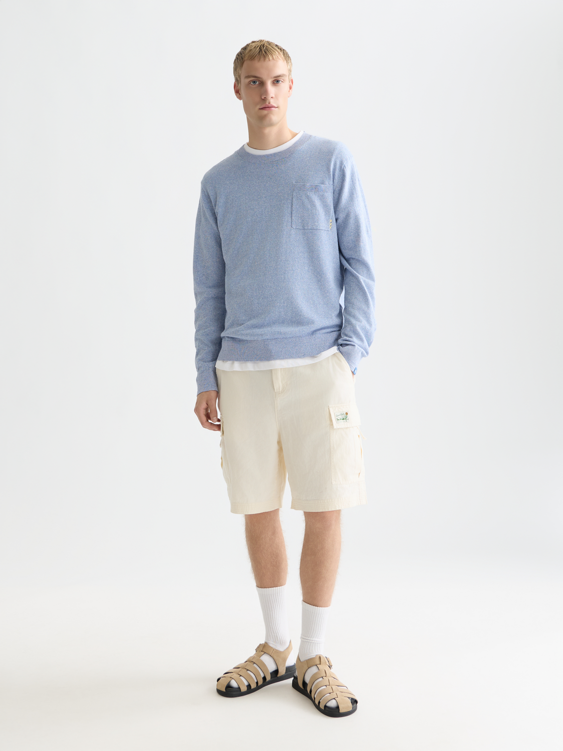 Linenblend melange regularfit pullover