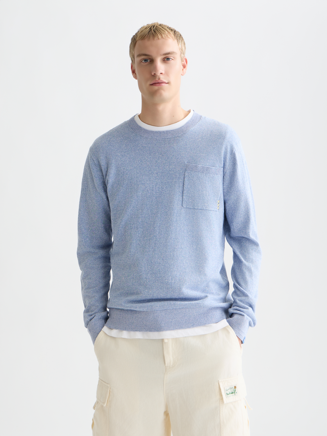 Linenblend melange regularfit pullover