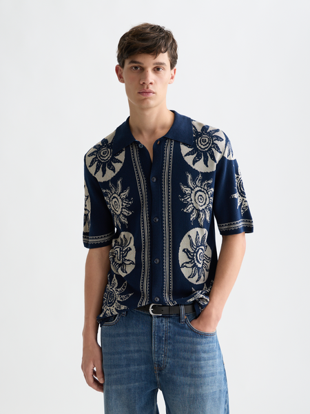 Knitted jaquard short sleeve shirt– Scotch & Soda Amsterdam