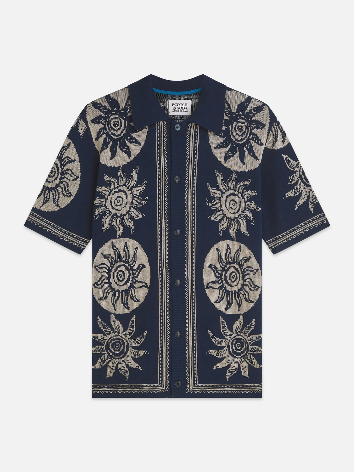 Knitted jaquard short sleeve shirt