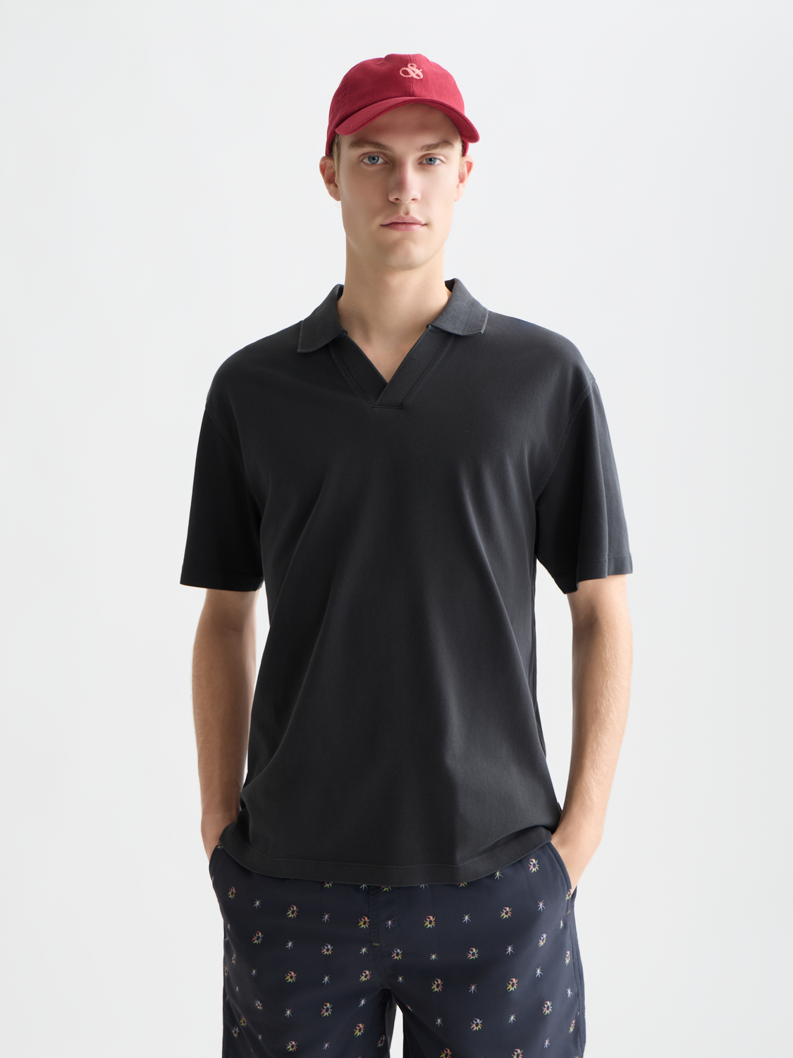3 crosses pique relaxedfit garmentdyed polo