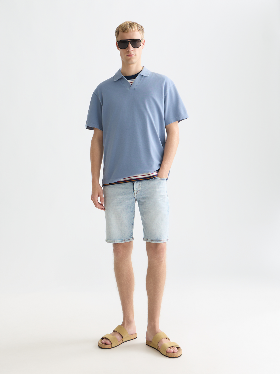 3 crosses pique relaxedfit garmentdyed polo