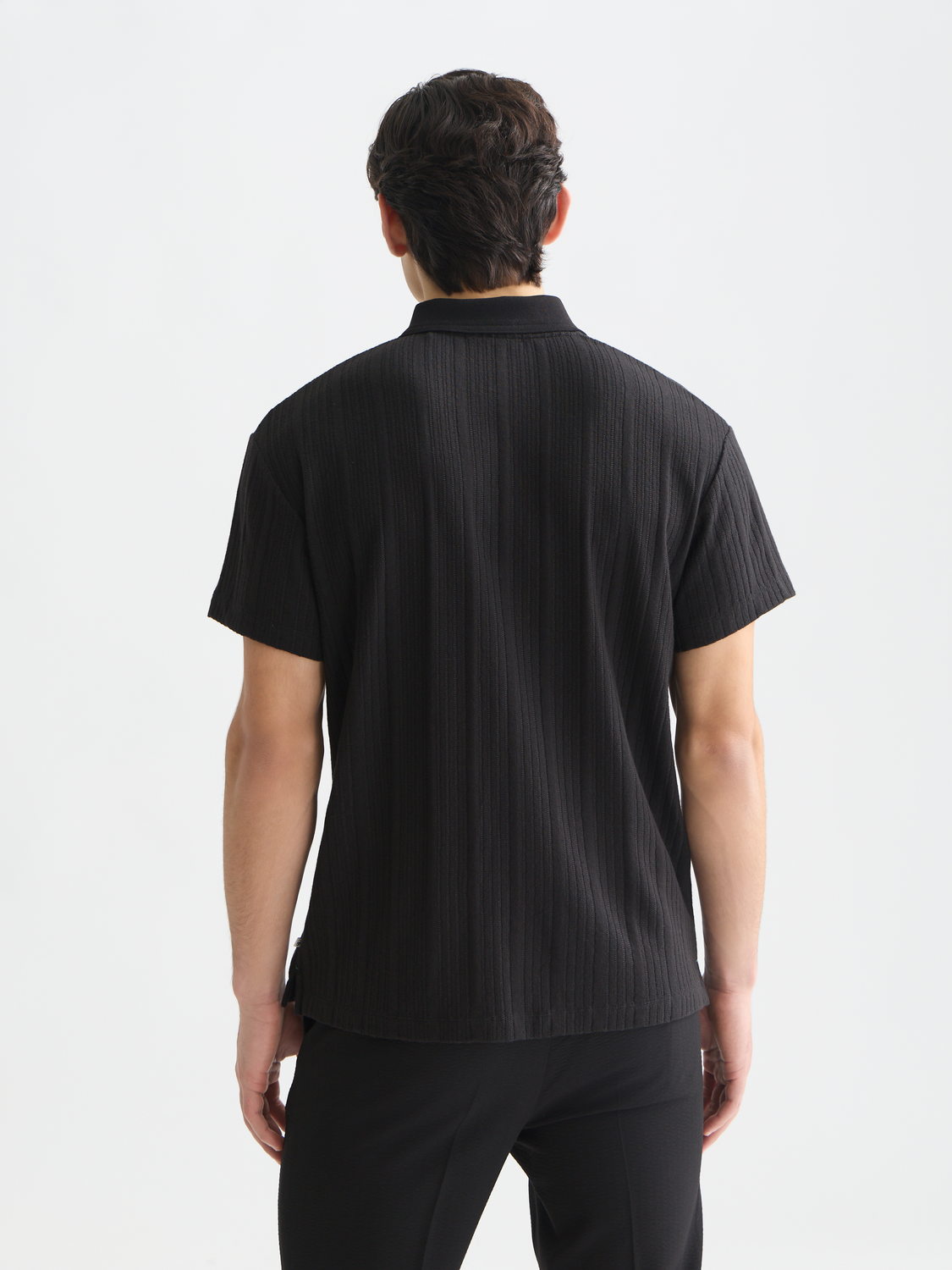 Structured ribbed relaxed polo