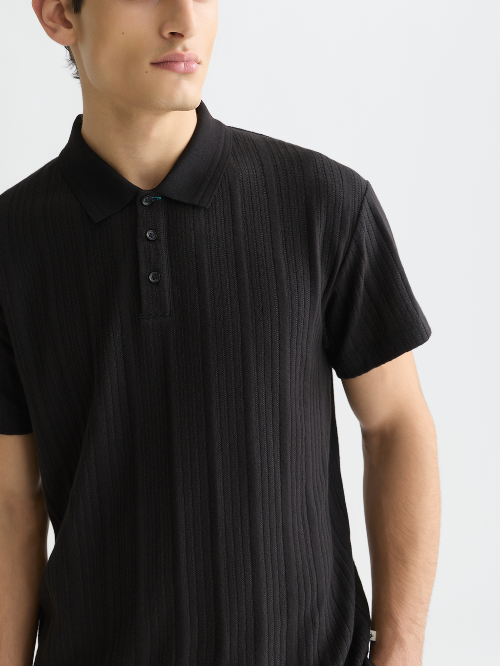 Structured ribbed relaxed polo