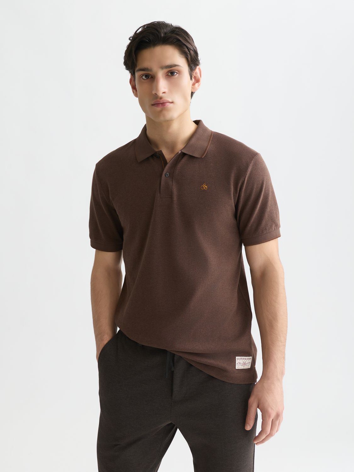 Melange chest logo regularfit polo