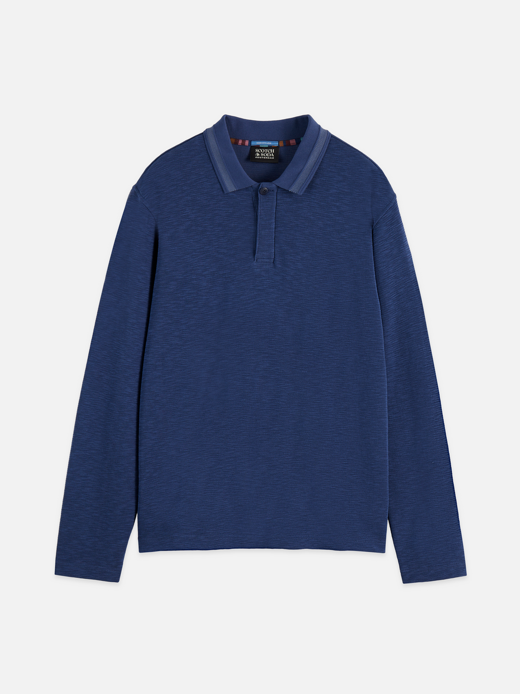 Structured relaxed long sleeve polo