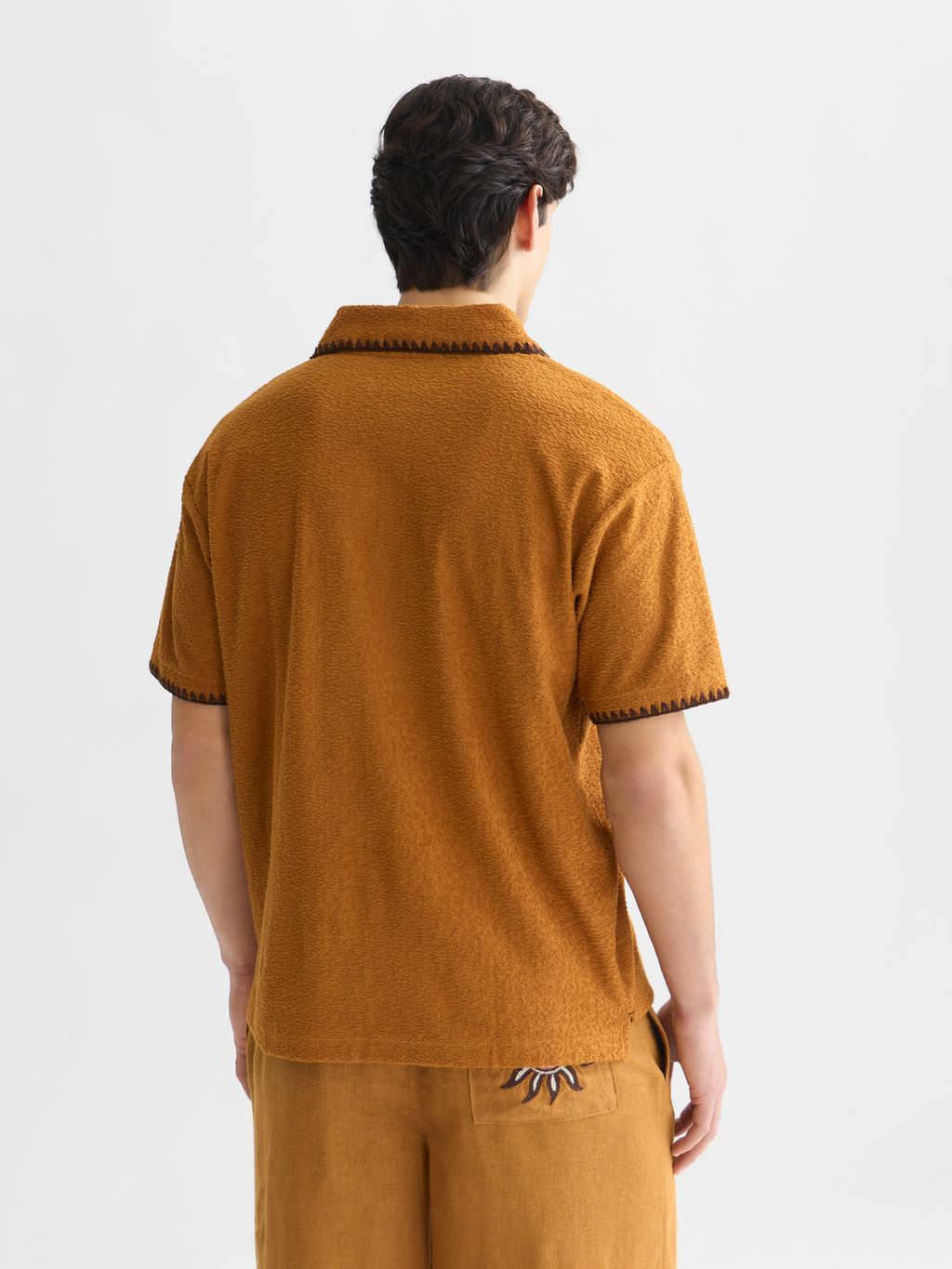 Relaxed jacquard towelling polo
