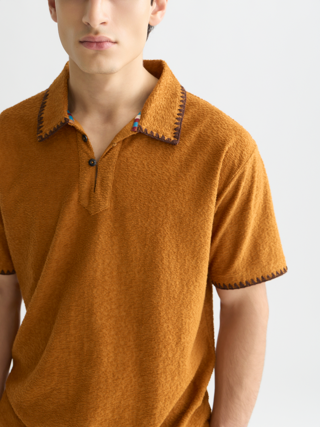 Relaxed jacquard towelling polo